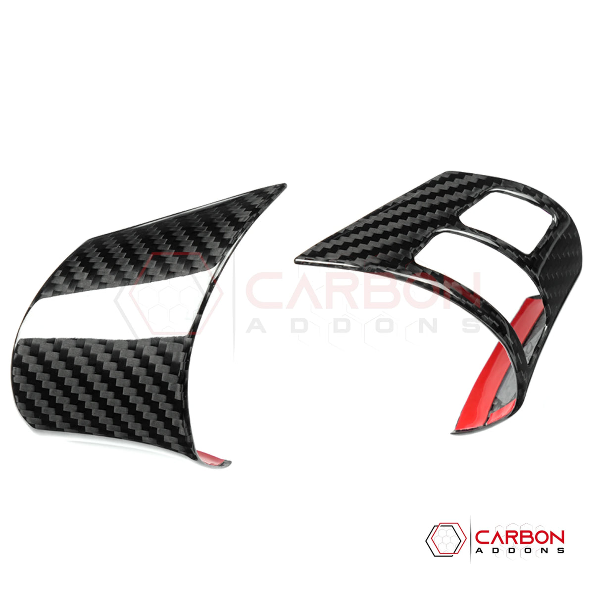 2005–2013 C6 Corvette Real Carbon Fiber Steering Wheel Button Trim Covers – Right Button / Left Blank