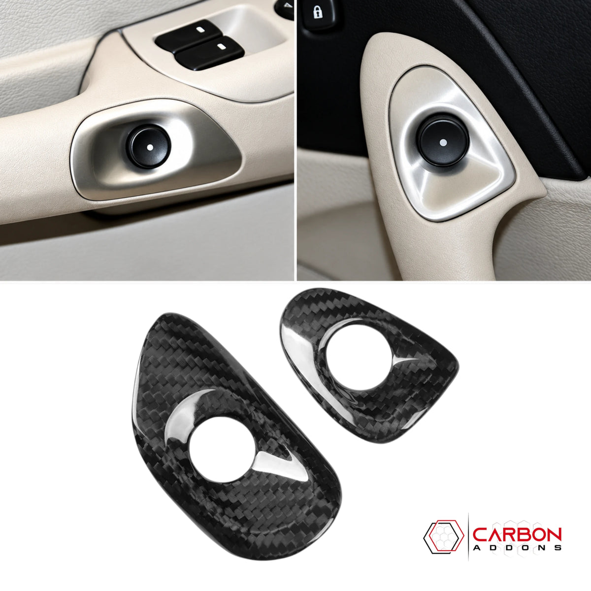 2005–2013 Chevrolet Corvette C6 Real Carbon Fiber Interior Door Release Button Trim Covers