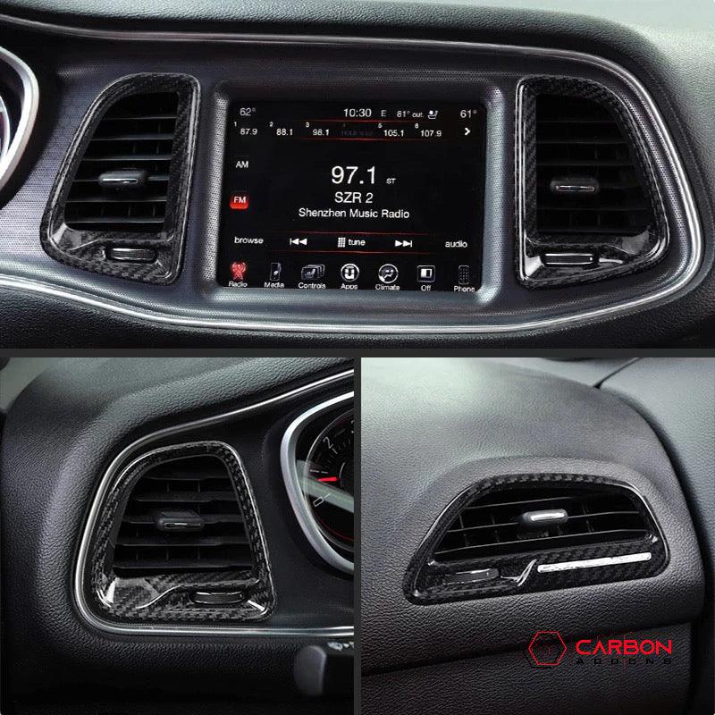 2015-2023 Dodge Challenger Carbon Fiber AC Vent Trim Covers - carbonaddons Carbon Fiber Parts, Accessories, Upgrades, Mods