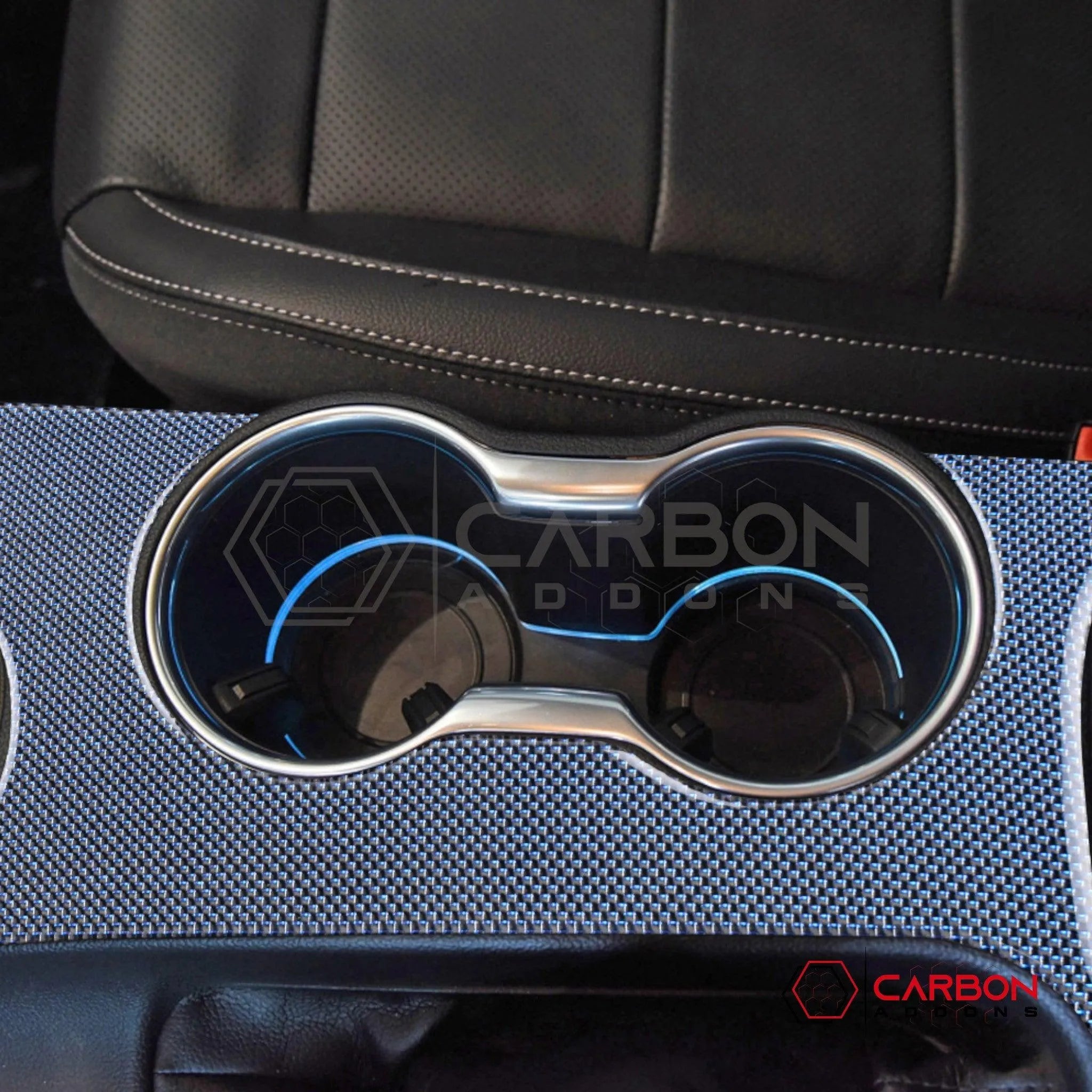 2015-2023 Mustang Reflective Carbon Fiber Center Console Overlay - carbonaddons Carbon Fiber Parts, Accessories, Upgrades, Mods