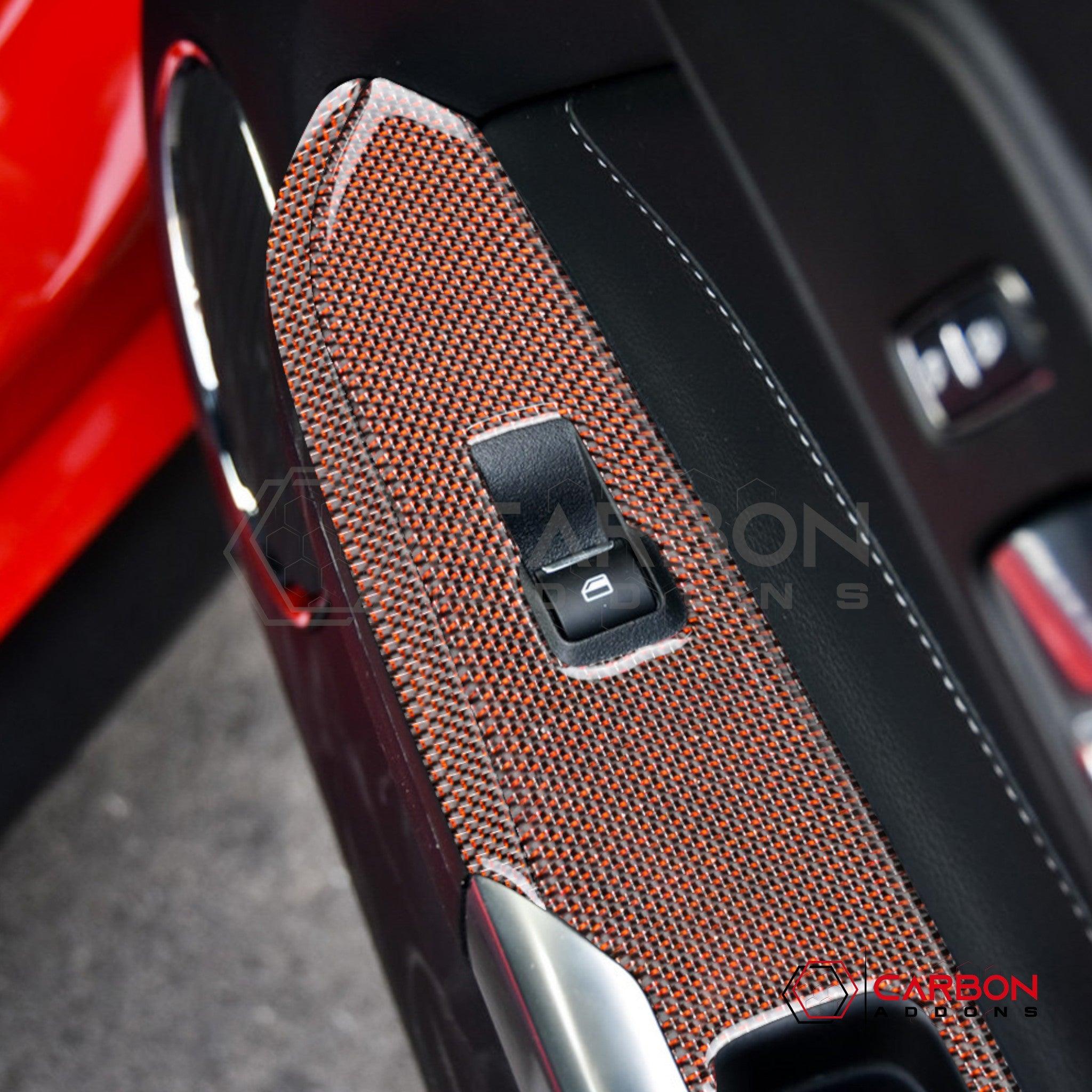 2015-2023 Mustang Reflective Carbon Fiber Window Switch Trim Overlay - carbonaddons Carbon Fiber Parts, Accessories, Upgrades, Mods
