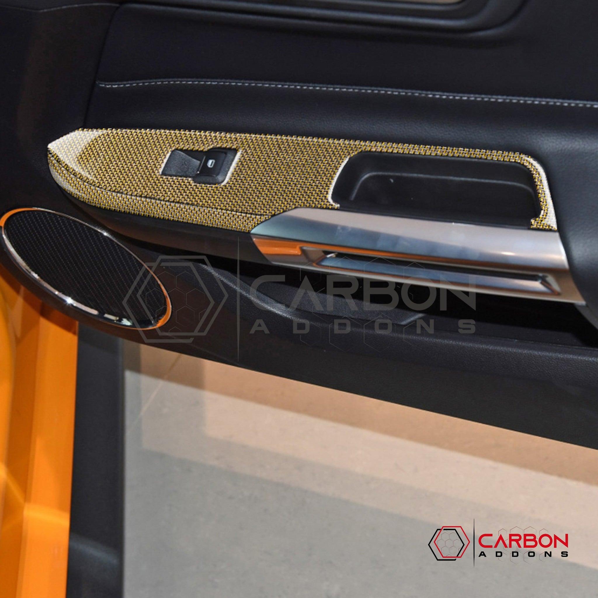 2015-2023 Mustang Reflective Carbon Fiber Window Switch Trim Overlay - carbonaddons Carbon Fiber Parts, Accessories, Upgrades, Mods