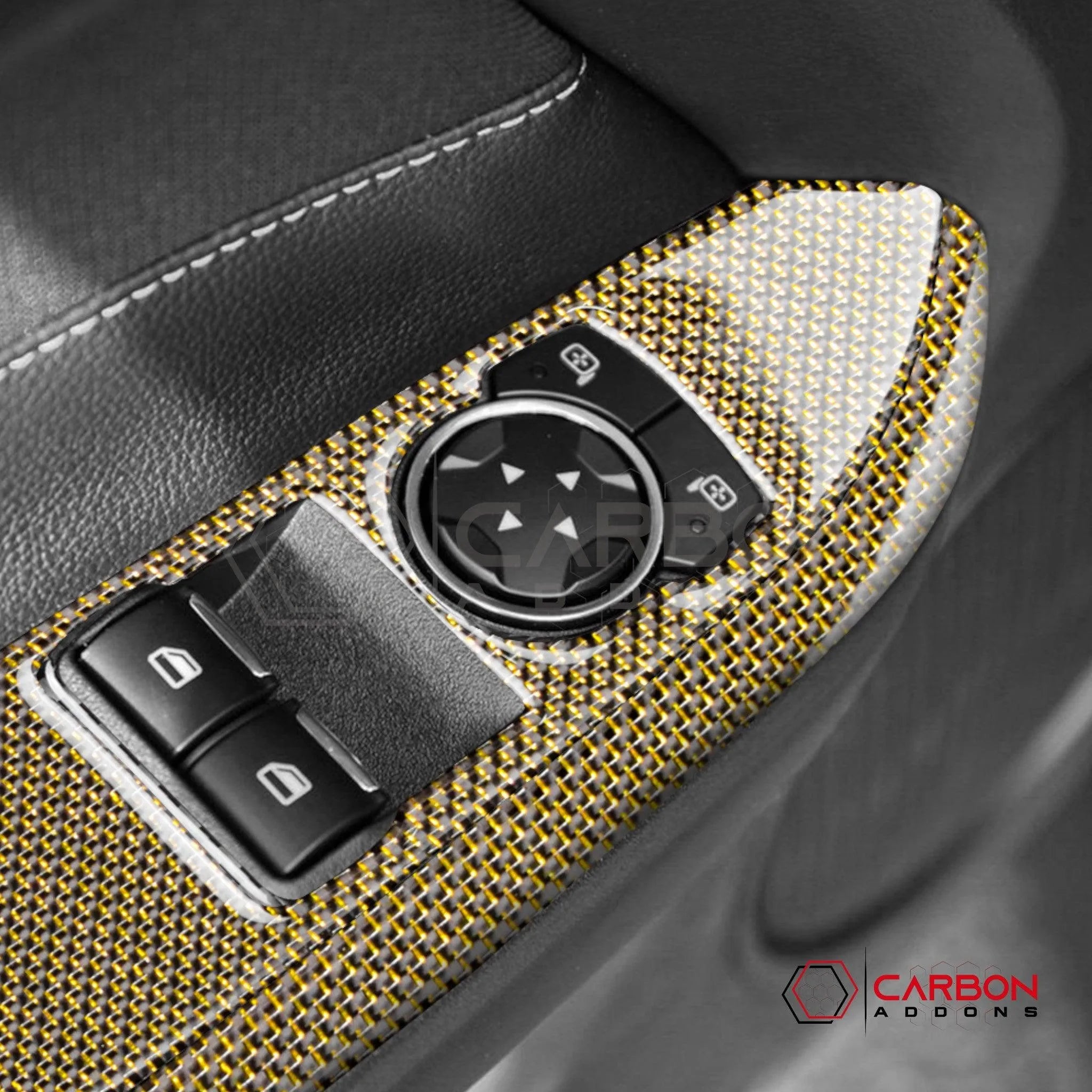 2015-2023 Mustang Reflective Carbon Fiber Window Switch Trim Overlay - carbonaddons Carbon Fiber Parts, Accessories, Upgrades, Mods