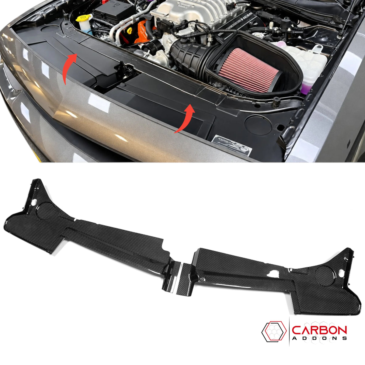 2015-2023 Dodge Challenger Real Carbon Fiber Radiator Cover | Direct Replacement