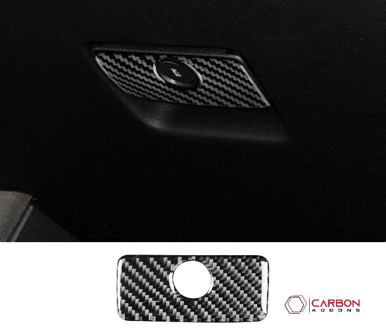 2016-2024 Camaro Carbon Fiber Glove Box Handle Overlay - carbonaddons Carbon Fiber Parts, Accessories, Upgrades, Mods