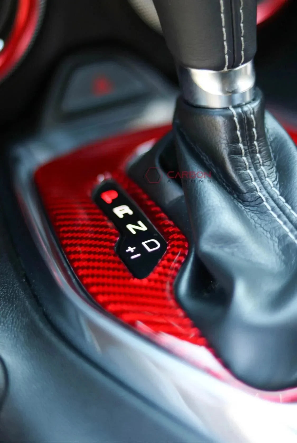 Carbon Fiber Gear Shift Chrome Trim Cover for 2016-2024 Chevy Camaro Automatic / Blue Carbon Fiber