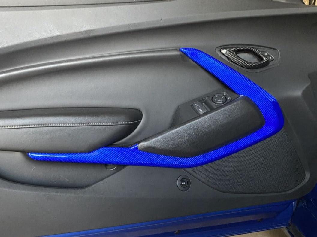 2016-2024 Camaro Real Carbon Fiber Interior Door Panel Chrome Trim Cover - carbonaddons Carbon Fiber Parts, Accessories, Upgrades, Mods