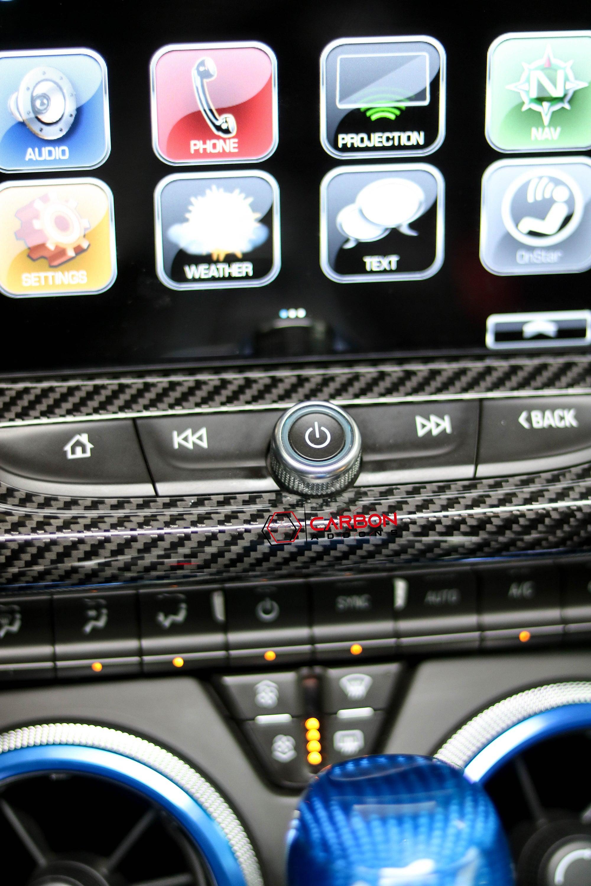 2016-2024 Chevy Camaro Carbon Fiber Infotainment Radio Screen Trim Cover - carbonaddons Carbon Fiber Parts, Accessories, Upgrades, Mods