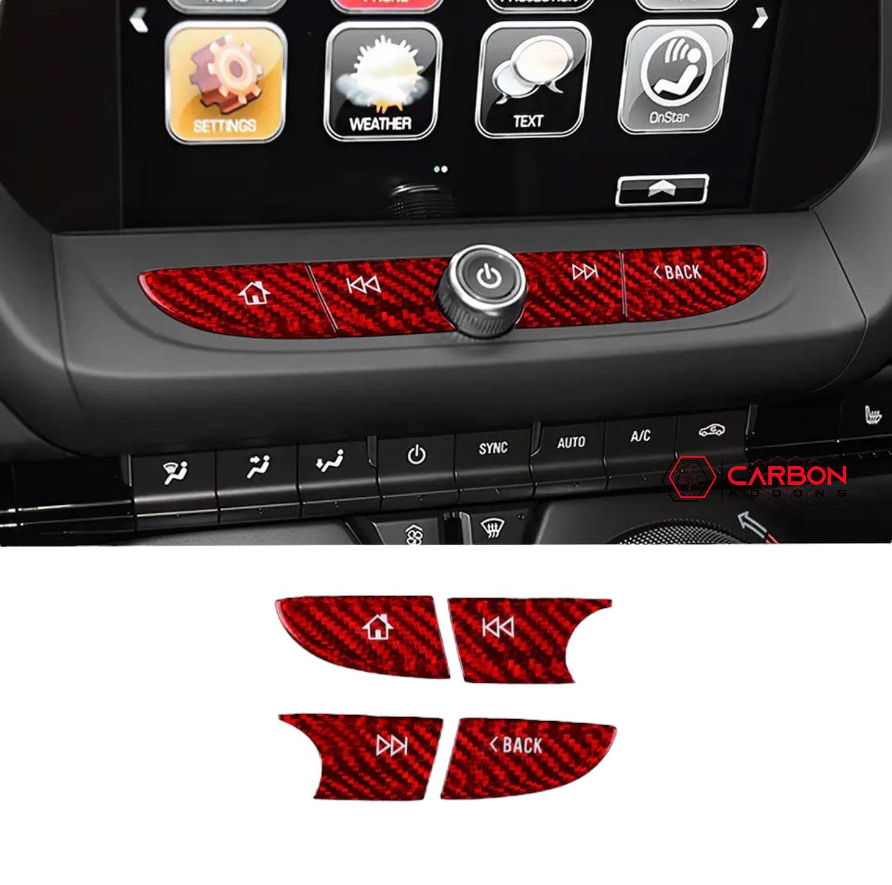 2016-2024 Chevy Camaro Real Carbon Fiber Interior Radio Navigation Button Covers - carbonaddons Carbon Fiber Parts, Accessories, Upgrades, Mods