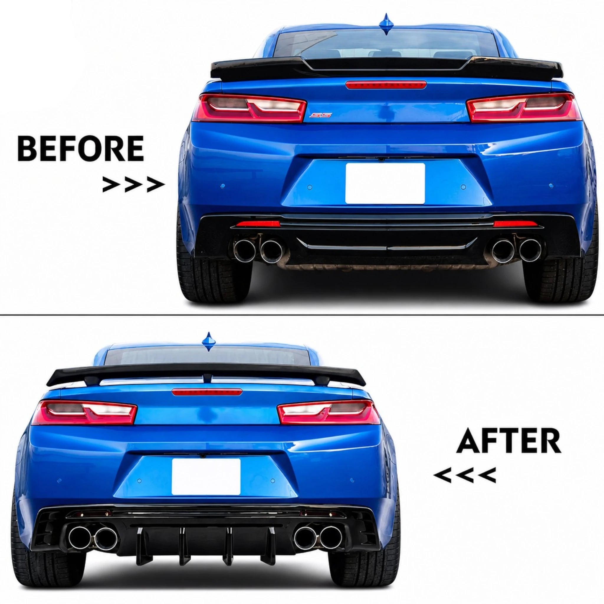 2016-2024 Camaro Quad Tip Rear Diffuser | Performance Track Style Gloss Black ABS Rear Valance