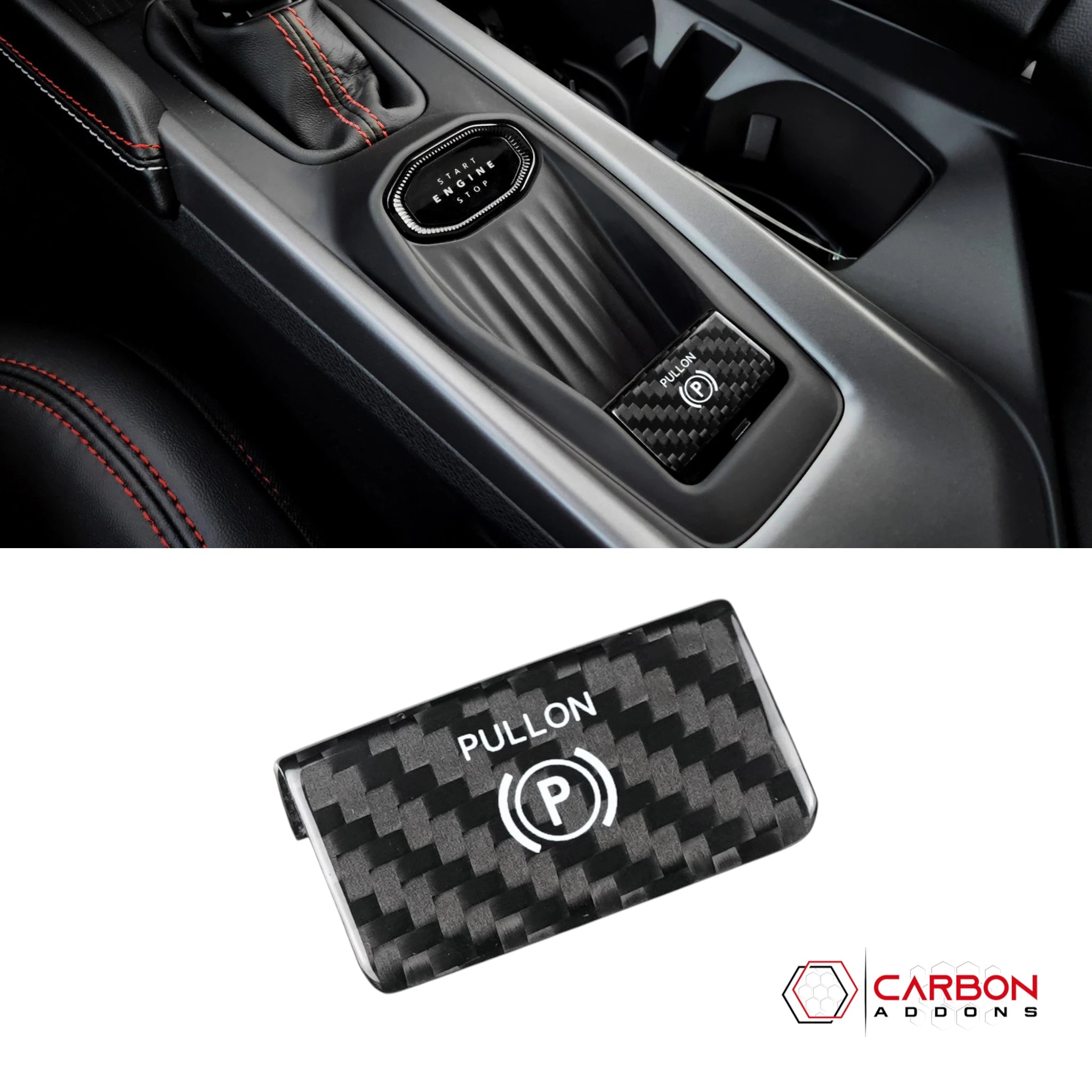 2024+ Dodge Charger Real Carbon Fiber Electronic Parking Brake Button Cover
