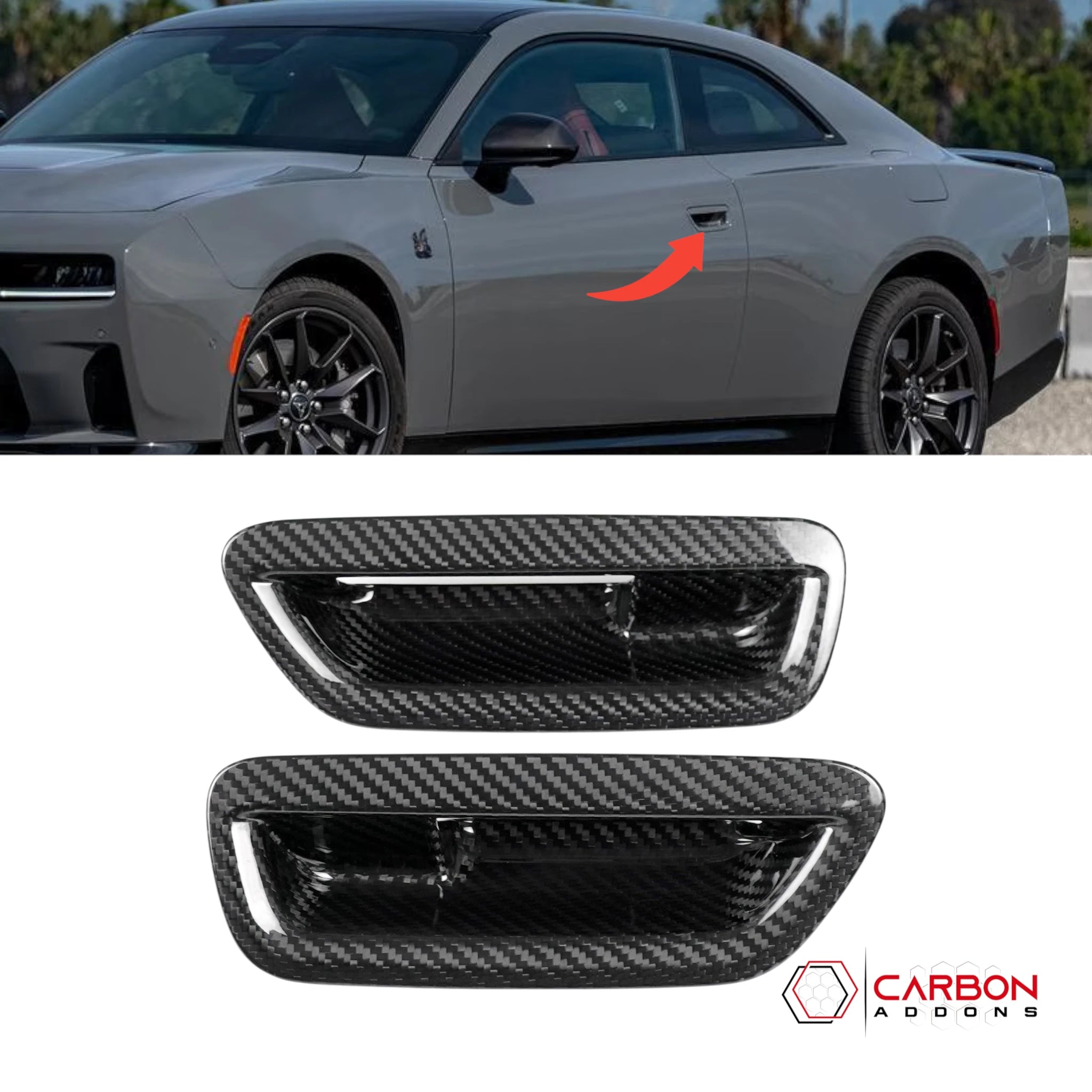 2024+ Dodge Charger Real Carbon Fiber Exterior Door Handle Covers