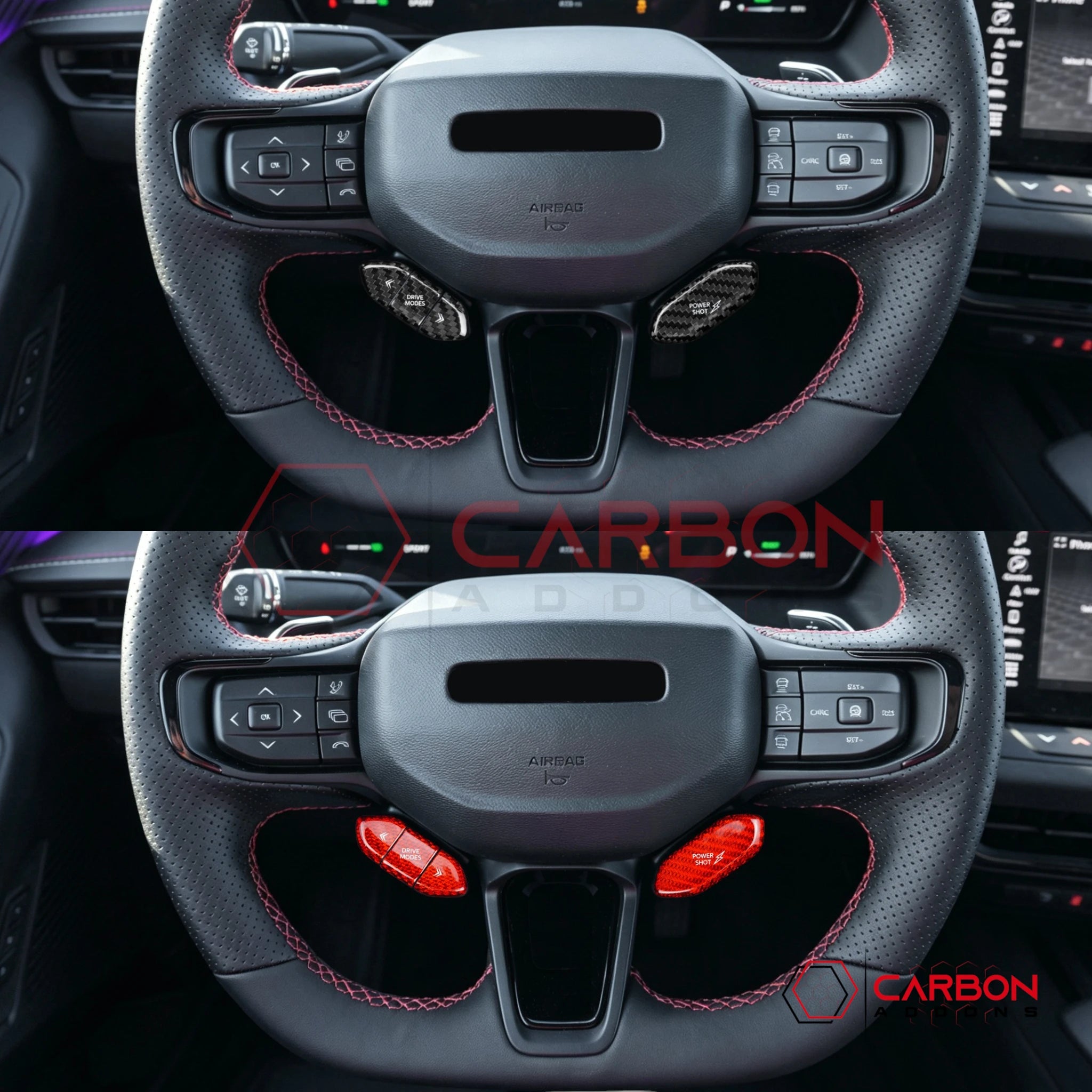 2024+ Dodge Charger Real Carbon Fiber Steering Wheel Drive Mode & PowerShot Button Covers