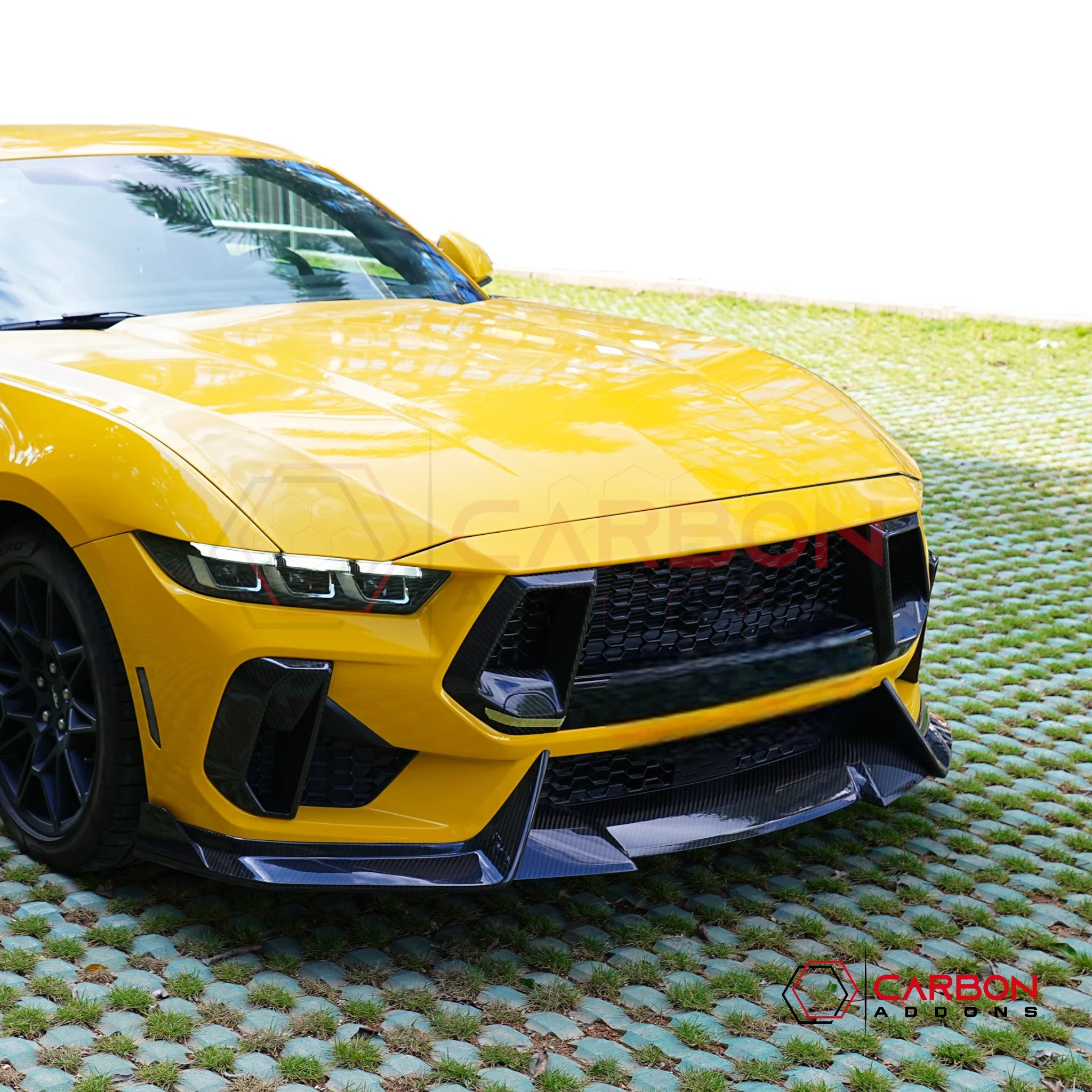 2024+ Ford Mustang S650 GT Carbon Fiber Front Bumper Grille Trim Covers | 2pcs