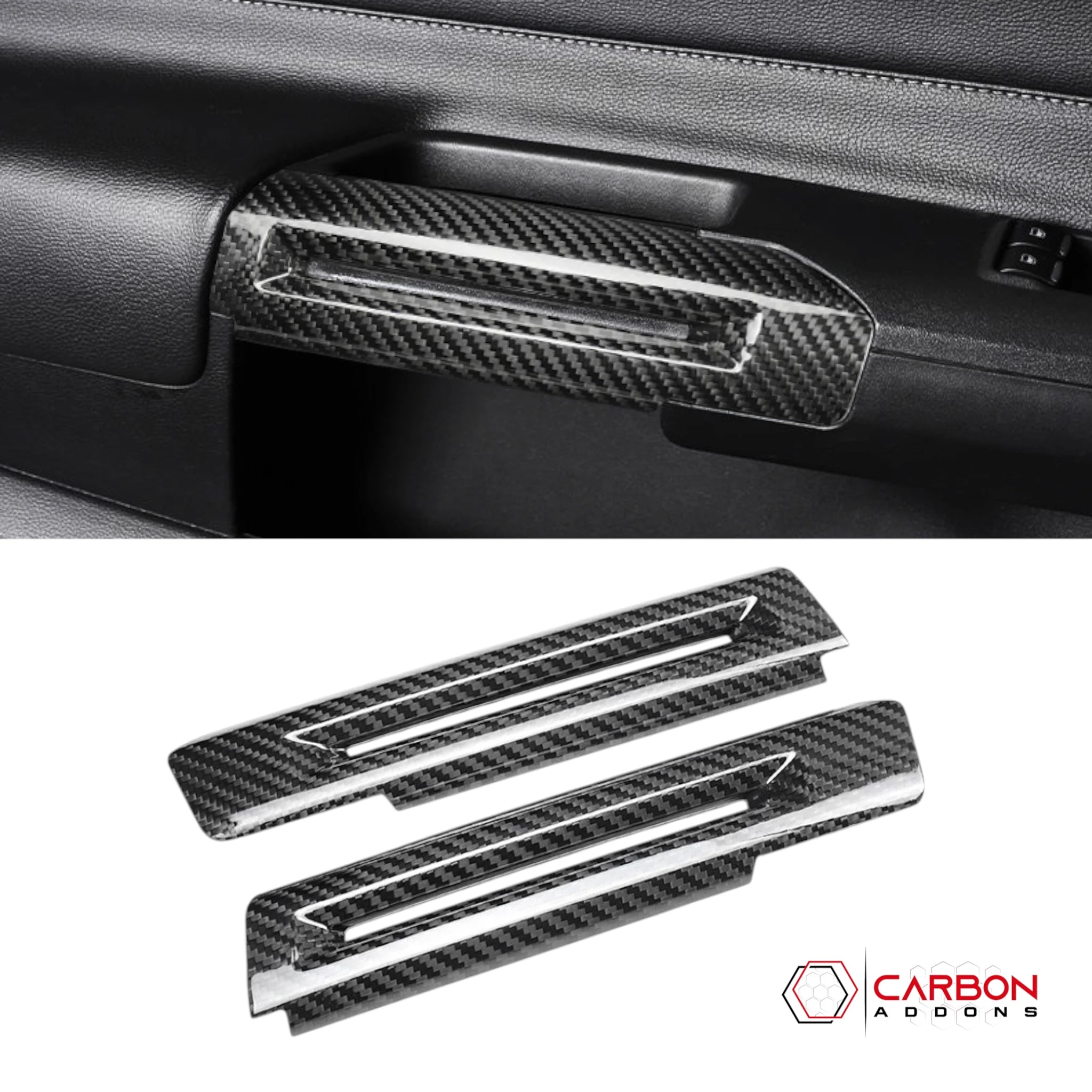 Real Carbon Fiber Door Armrest Trim Covers for 2024+ Ford Mustang
