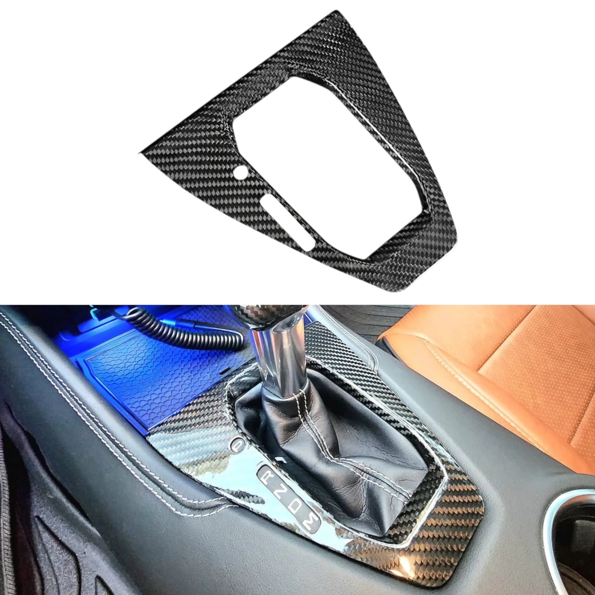 Real Carbon Fiber Gear Shifter Trim Cover for 2024+ Ford Mustang