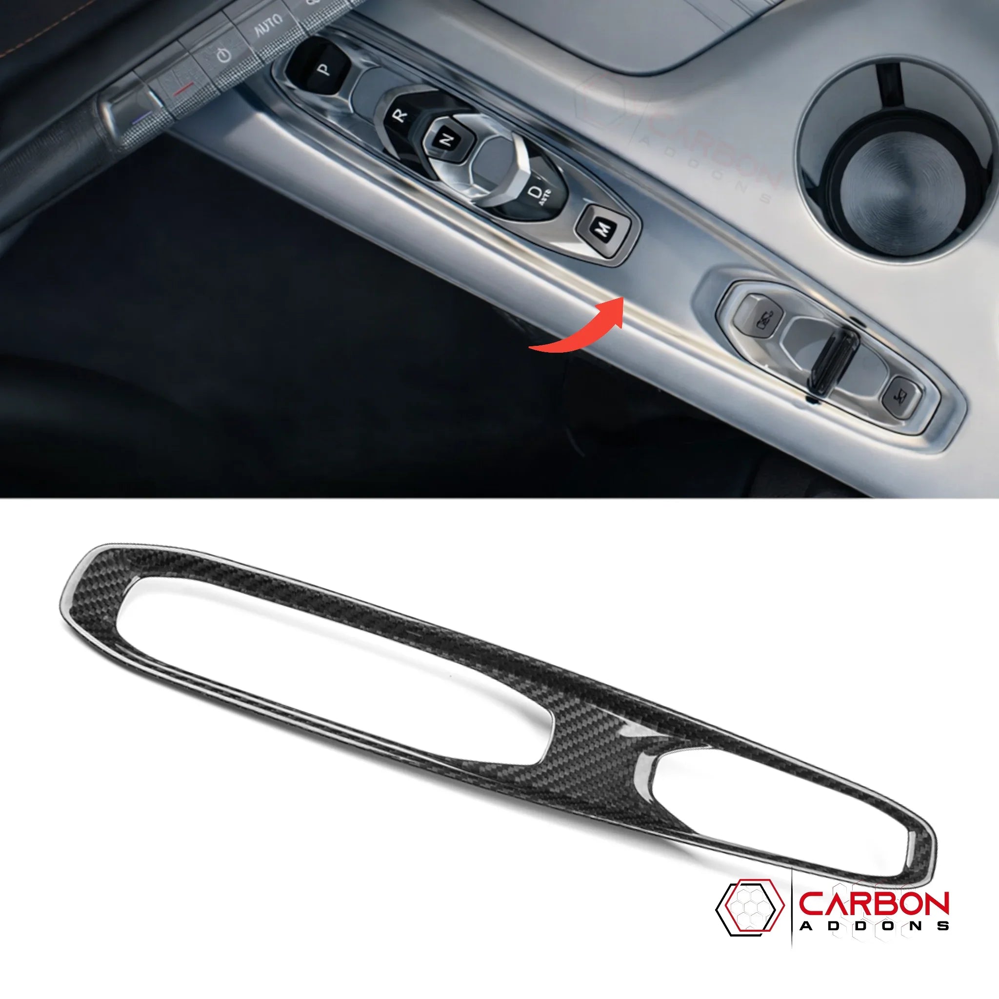 2026+ C8 Corvette Real Carbon Fiber Gear & Mode Selector Trim Cover | Interior Upgrade