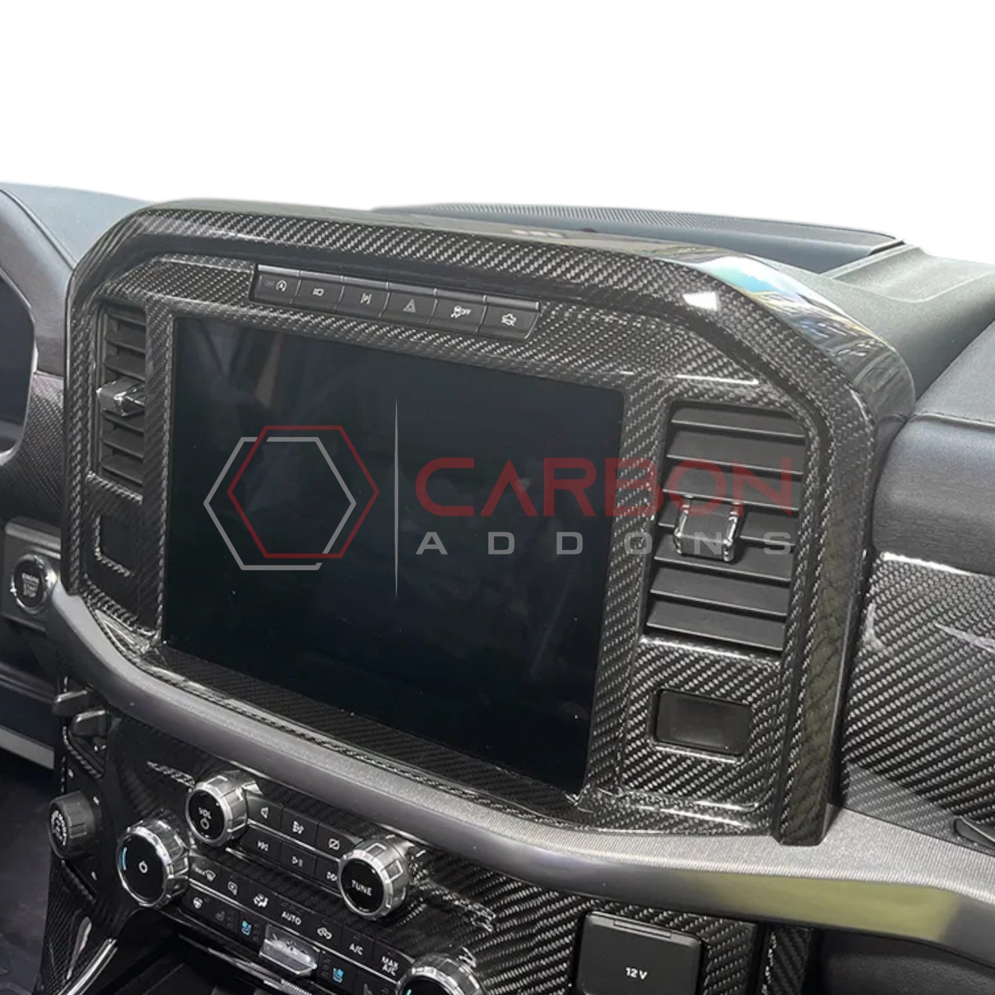 Ford F150 2021-Up Radio Infotainment Screen Trim Carbon Fiber Cover