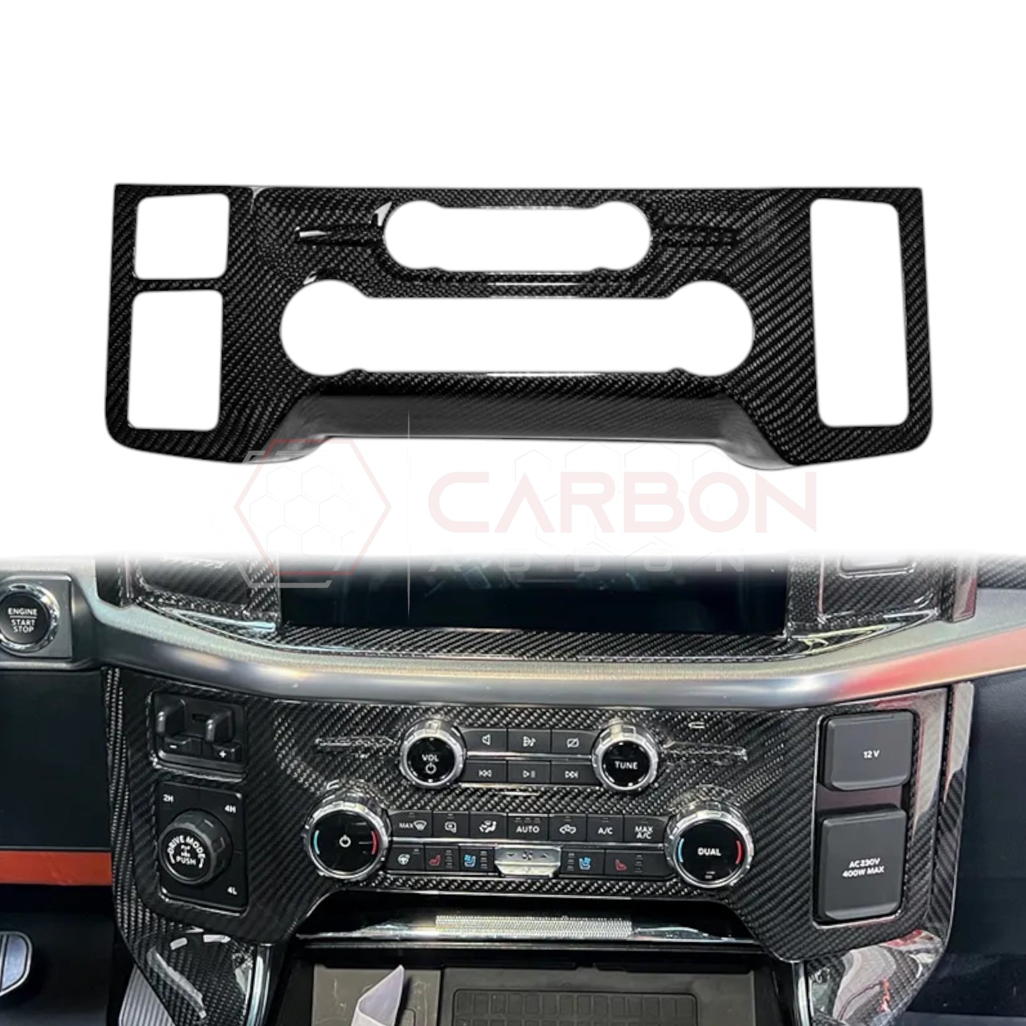 Ford F150 2021-Up Dash Control Panel Trim Carbon Fiber Cover