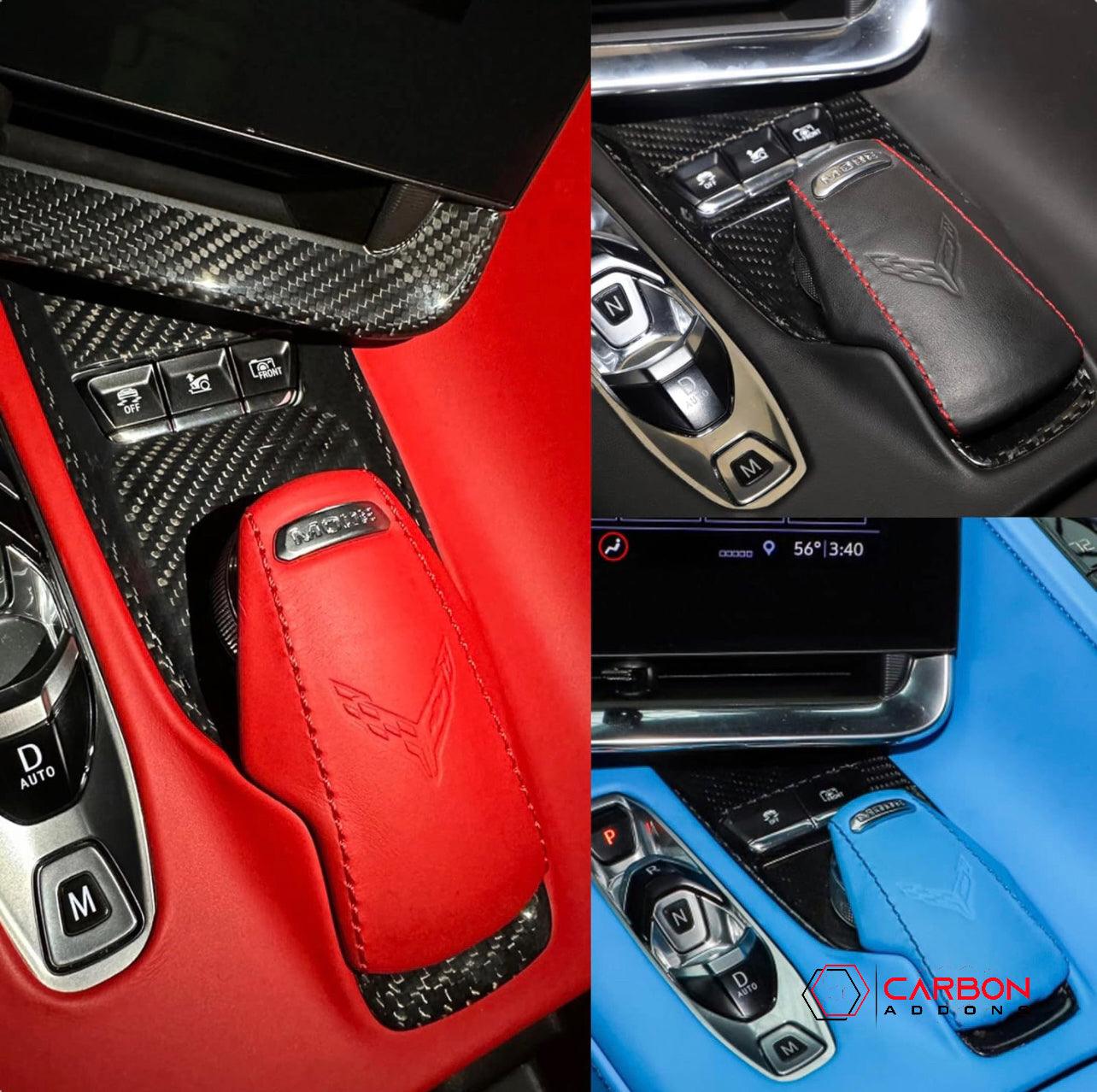 [2pcs] C8 2020+ Chevy Corvette Mode Selector Trim Carbon Fiber Cover - carbonaddons Carbon Fiber Parts, Accessories, Upgrades, Mods