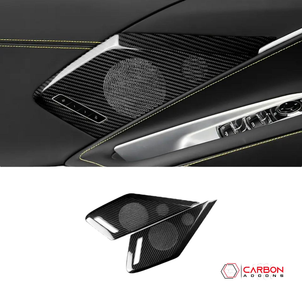 [2pcs] C8 Corvette Carbon Fiber Door Speaker Trim Cover - carbonaddons Carbon Fiber Parts, Accessories, Upgrades, Mods