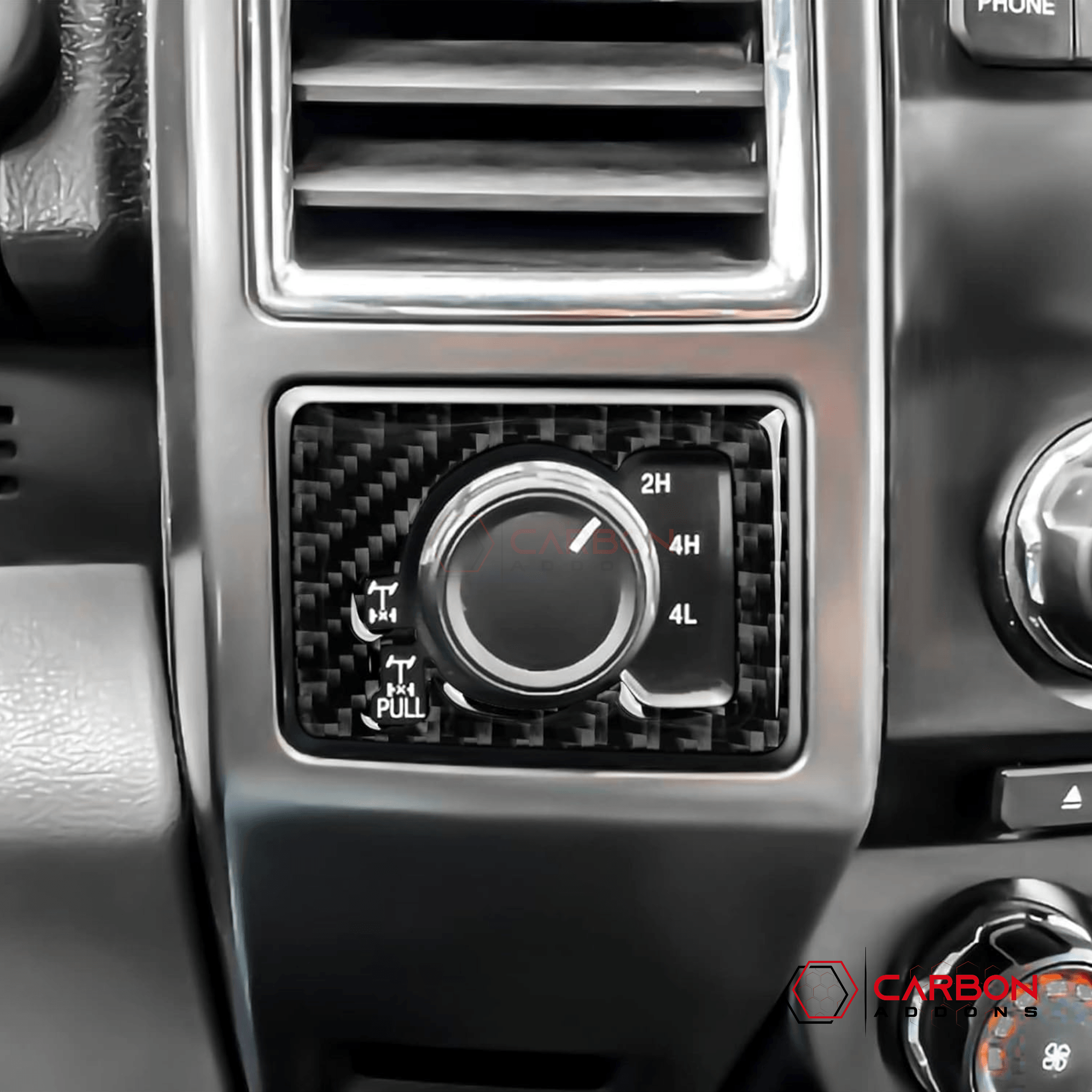 [2pcs] Real Carbon Dash Center AC Vent Control Trim Overlay | 2015-2020 Ford F150 - carbonaddons Carbon Fiber Parts, Accessories, Upgrades, Mods