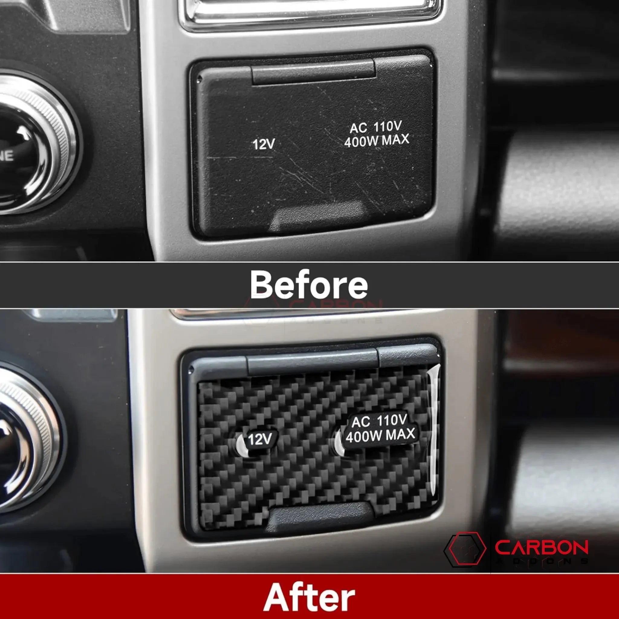 2pcs] Real Carbon Dash Center AC Vent Control Trim Overlay
