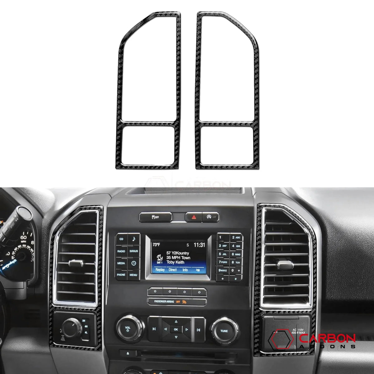 2pcs] Real Carbon Dash Center AC Vent Trim Overlay | 2015