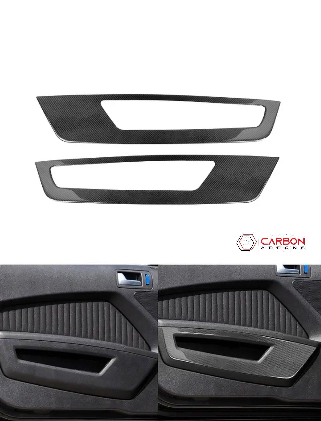 [2pcs] Real Carbon Fiber Front Door Panel Trim Overlay For Ford Mustang 2010-2014 - carbonaddons Carbon Fiber Parts, Accessories, Upgrades, Mods