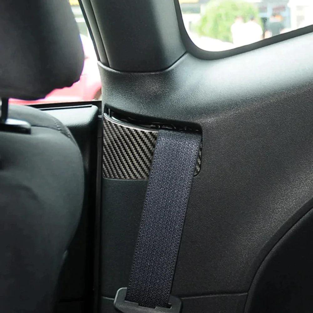 3PCS Carbon Fiber Seat Belt Frame Panel Overlay for Dodge Challenger 2015-2023 - carbonaddons Carbon Fiber Parts, Accessories, Upgrades, Mods