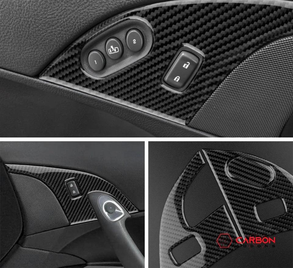 [3pcs Set] Real Carbon Fiber Door Lock Panel Switch Frame Overlay | C6 2005-2013 Corvette - carbonaddons Carbon Fiber Parts, Accessories, Upgrades, Mods