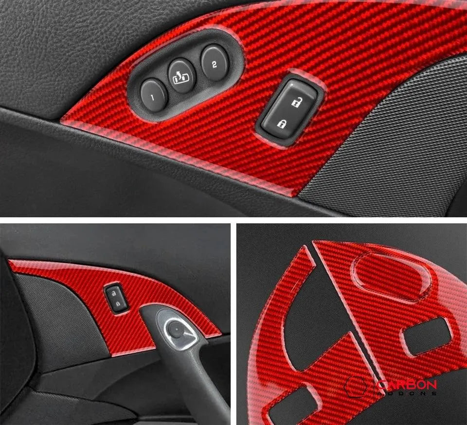 [3pcs Set] Real Carbon Fiber Door Lock Panel Switch Frame Overlay | C6 2005-2013 Corvette - carbonaddons Carbon Fiber Parts, Accessories, Upgrades, Mods