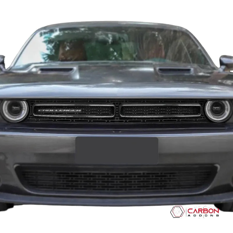 2015-2023 Dodge Challenger Real Carbon Fiber Front Bumper Grill Trim Covers