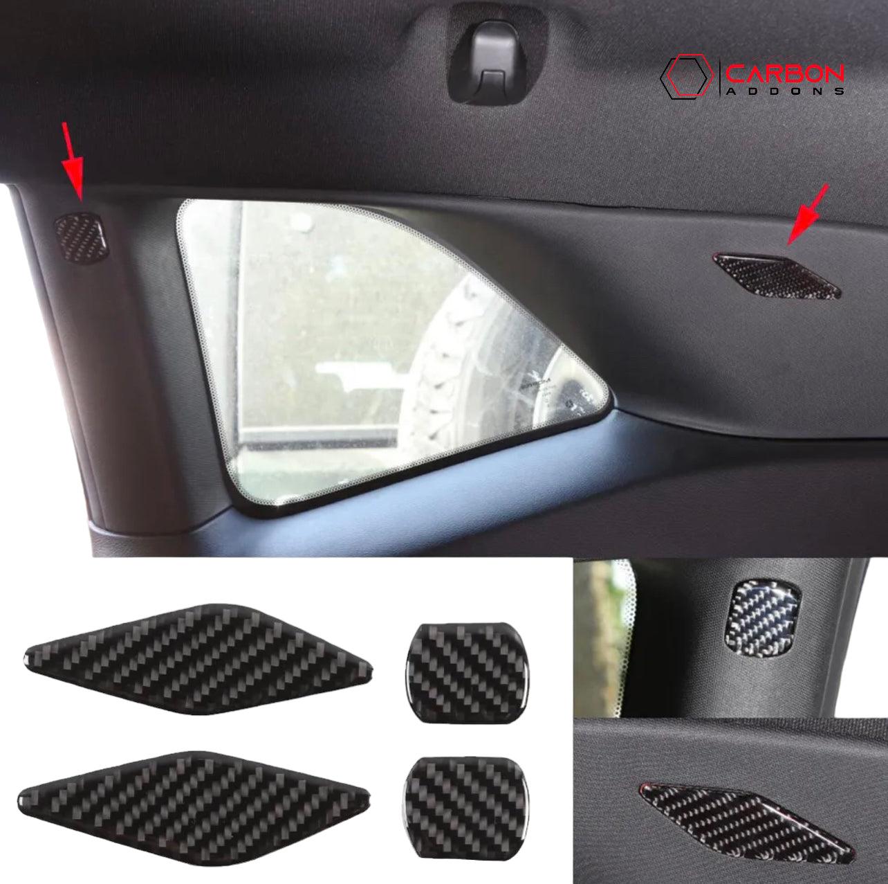 [4pcs] Carbon Fiber Interior Rear Seat Side Trim Overlay for Dodge Challenger 2015-2023 - carbonaddons Carbon Fiber Parts, Accessories, Upgrades, Mods