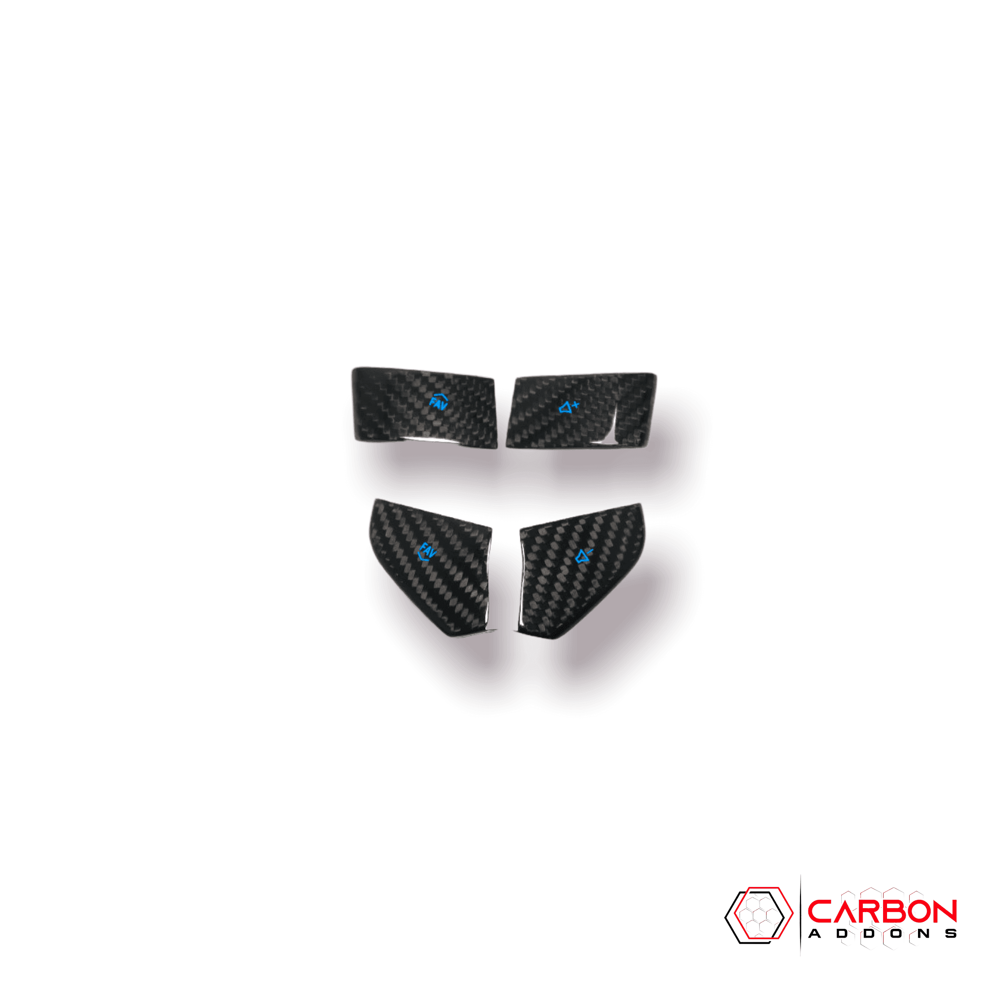 4pcs Carbon Fiber Steering Wheel Volume Button Covers | Chevy C8 Corvette - carbonaddons Carbon Fiber Parts, Accessories, Upgrades, Mods