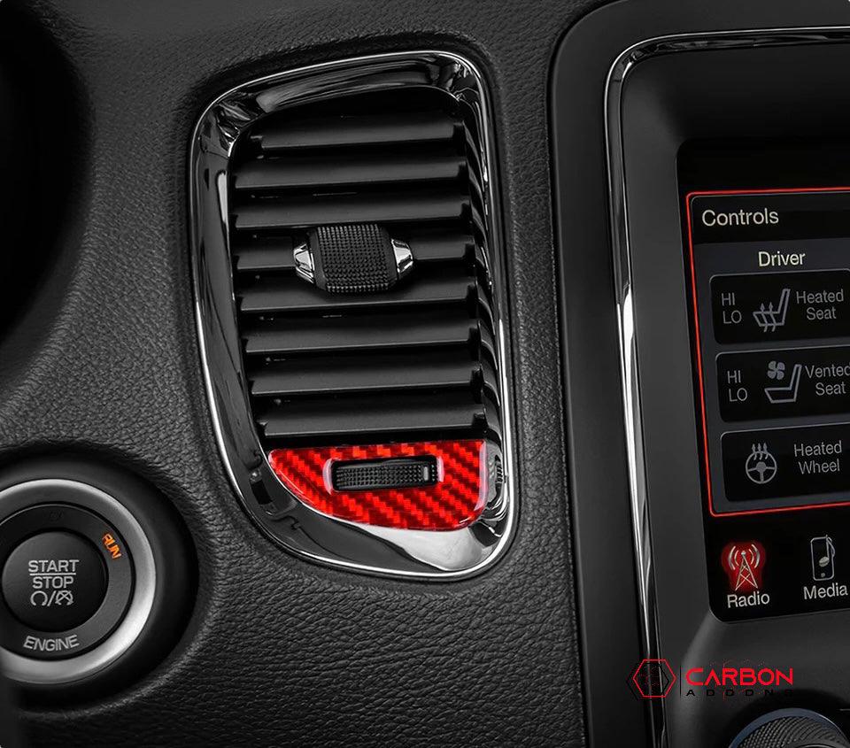 [4pcs] Real Carbon Fiber Dash AC Vent Control Trim Overlay for 2011-2020 Dodge Durango - carbonaddons Carbon Fiber Parts, Accessories, Upgrades, Mods