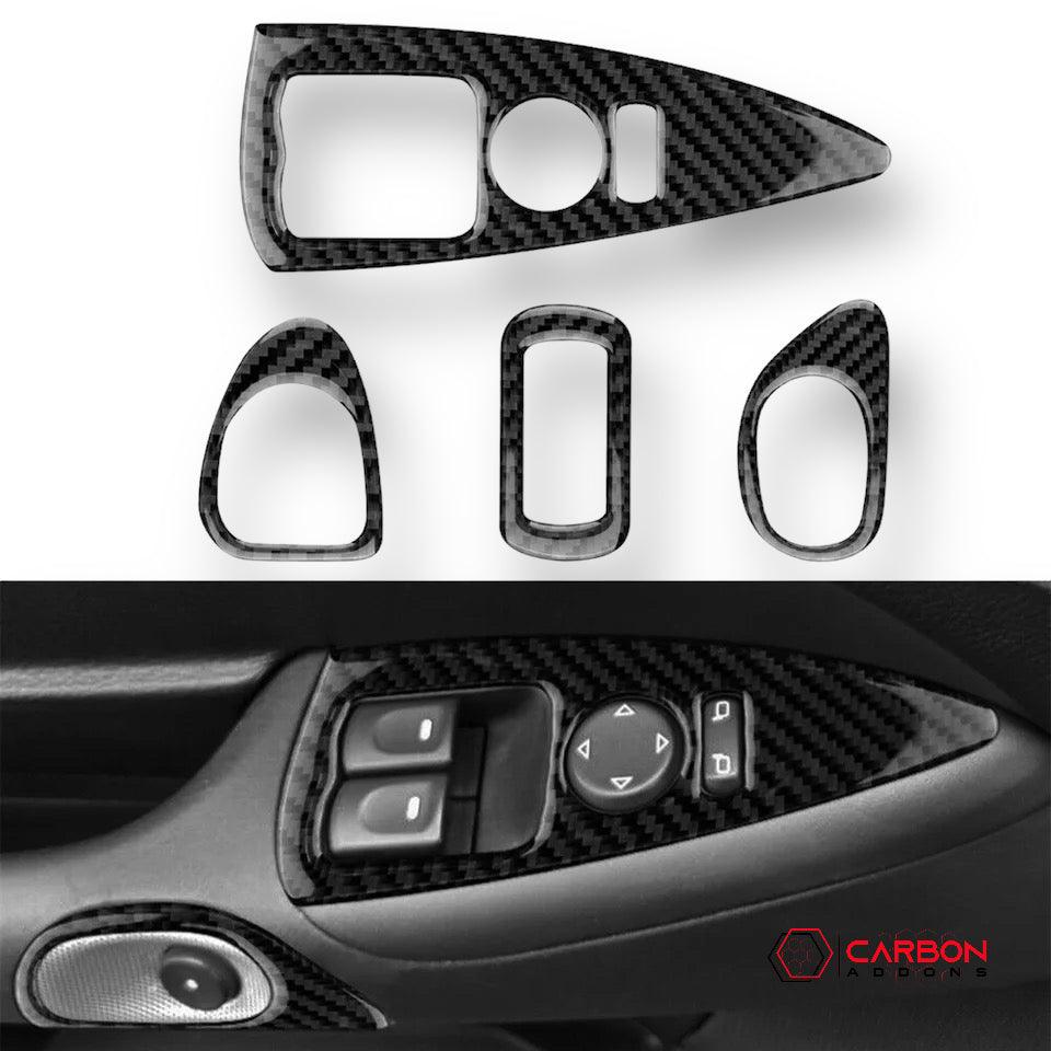 [4pcs] Real Carbon Fiber Window & Door Switch Trim Overlay | C6 2005-2013 Corvette - carbonaddons Carbon Fiber Parts, Accessories, Upgrades, Mods
