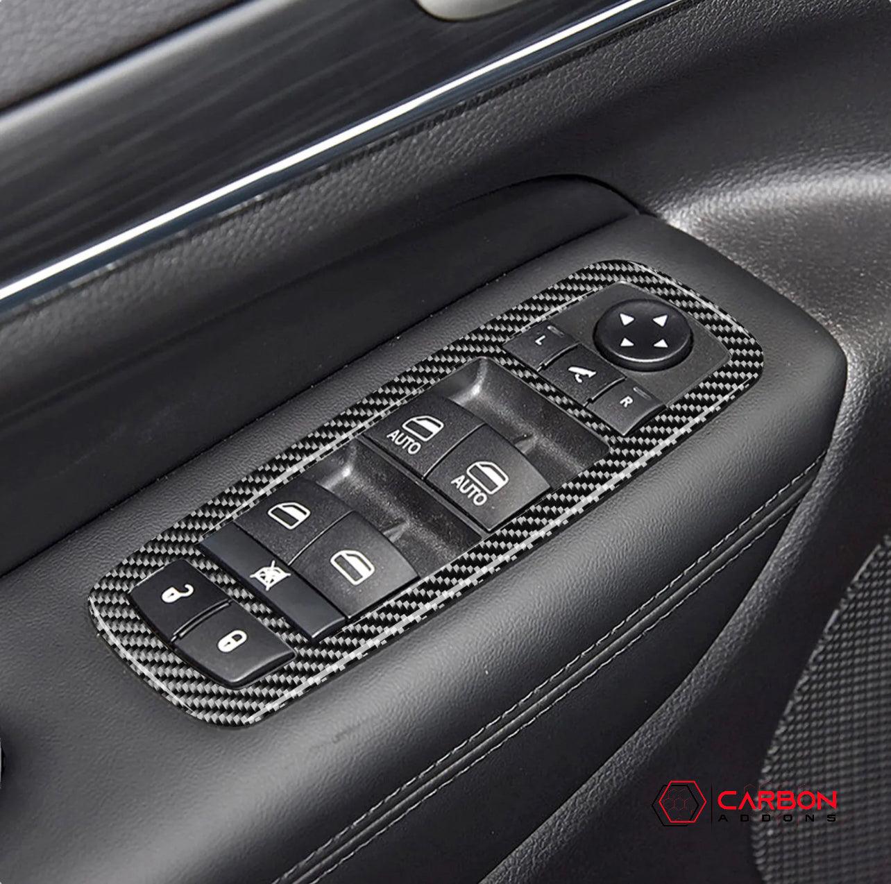 [4pcs] Real Carbon Fiber Window Switch Trim Overlay for 2011-2022 Dodge Durango - carbonaddons Carbon Fiber Parts, Accessories, Upgrades, Mods