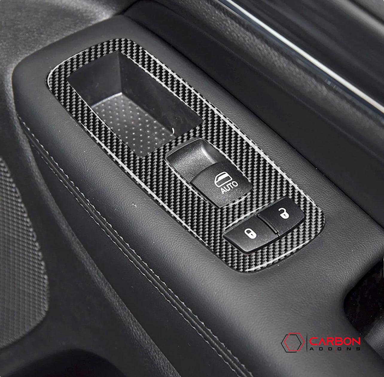 [4pcs] Real Carbon Fiber Window Switch Trim Overlay for 2011-2022 Dodge Durango - carbonaddons Carbon Fiber Parts, Accessories, Upgrades, Mods