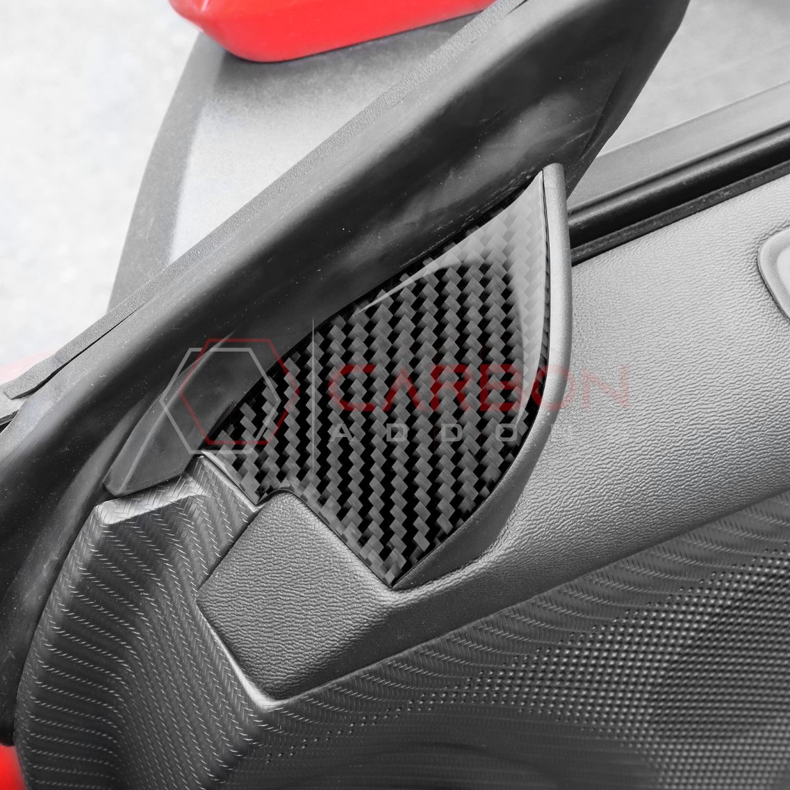 2024+ S650 Ford Mustang Real Carbon Fiber Door Jam Triangle Trim Overlay