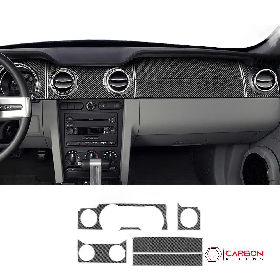 [6pcs] Real Carbon Fiber Dash Overlay Mustang 2005-2009 - carbonaddons Carbon Fiber Parts, Accessories, Upgrades, Mods