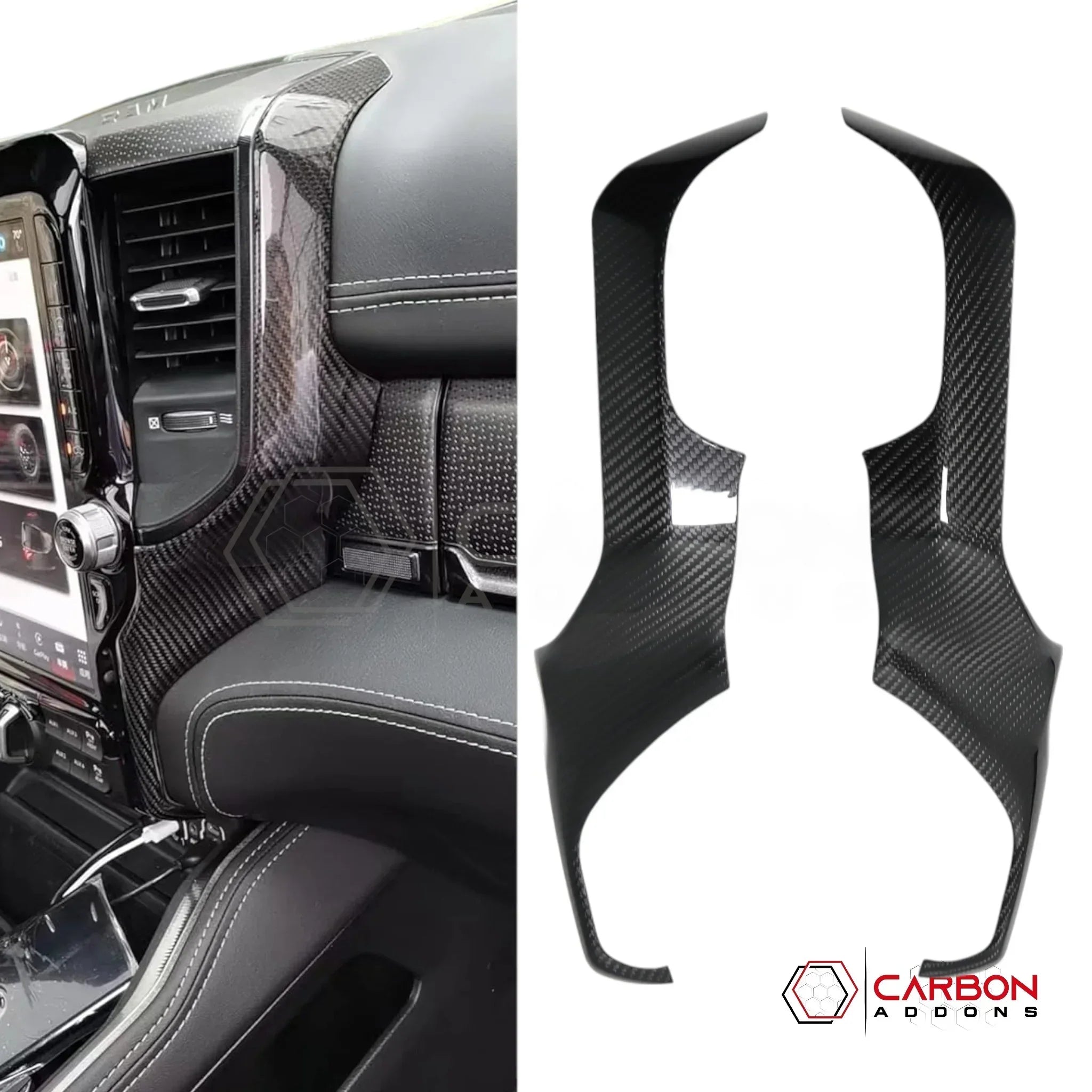 Ram Rho Screen 2019+ RAM 1500/TRX/RHO Radio Infotainment Screen Side Trim Hard Carbon ...