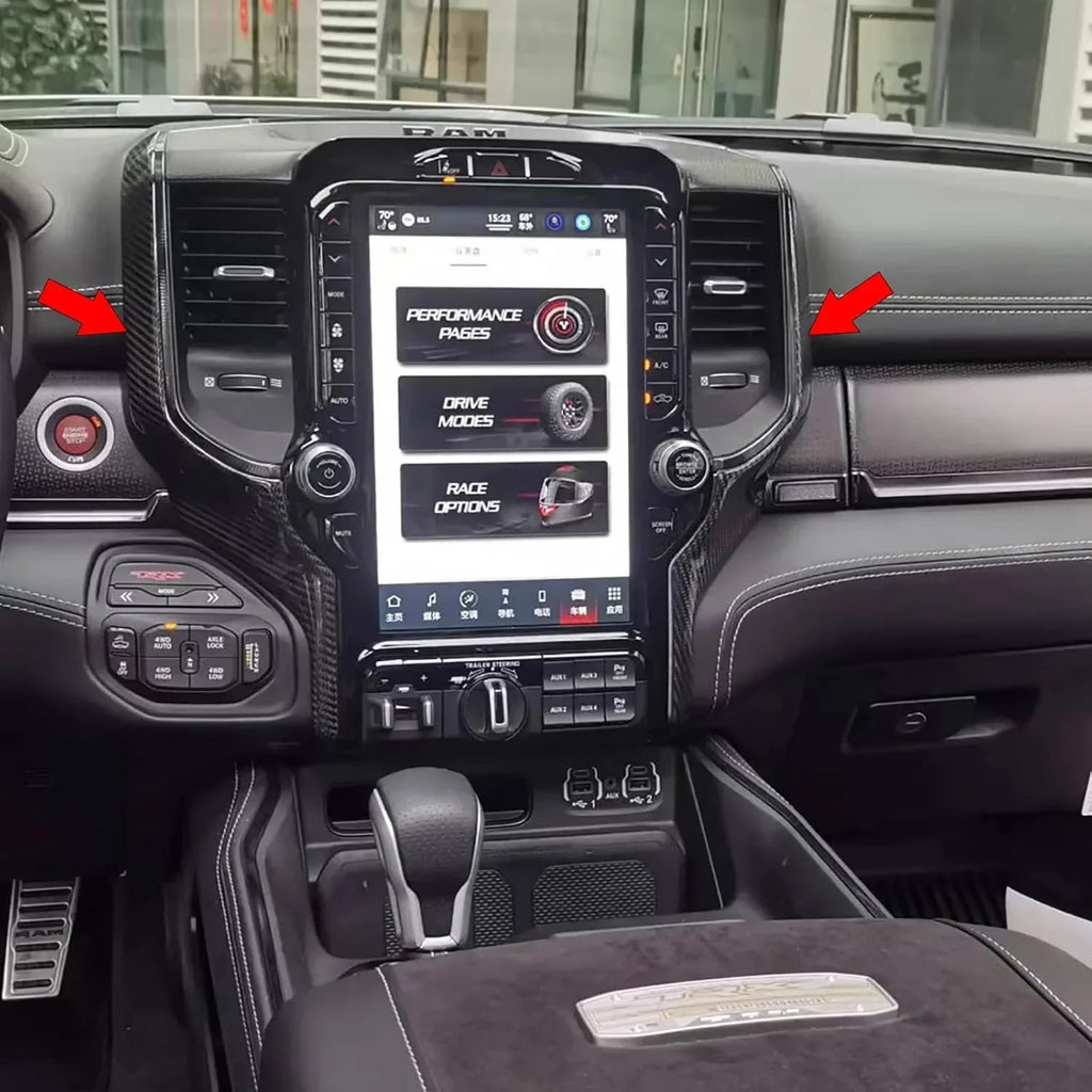 Ram Rho Screen 2019+ RAM 1500/TRX/RHO Radio Infotainment Screen Side Trim Hard Carbon ...