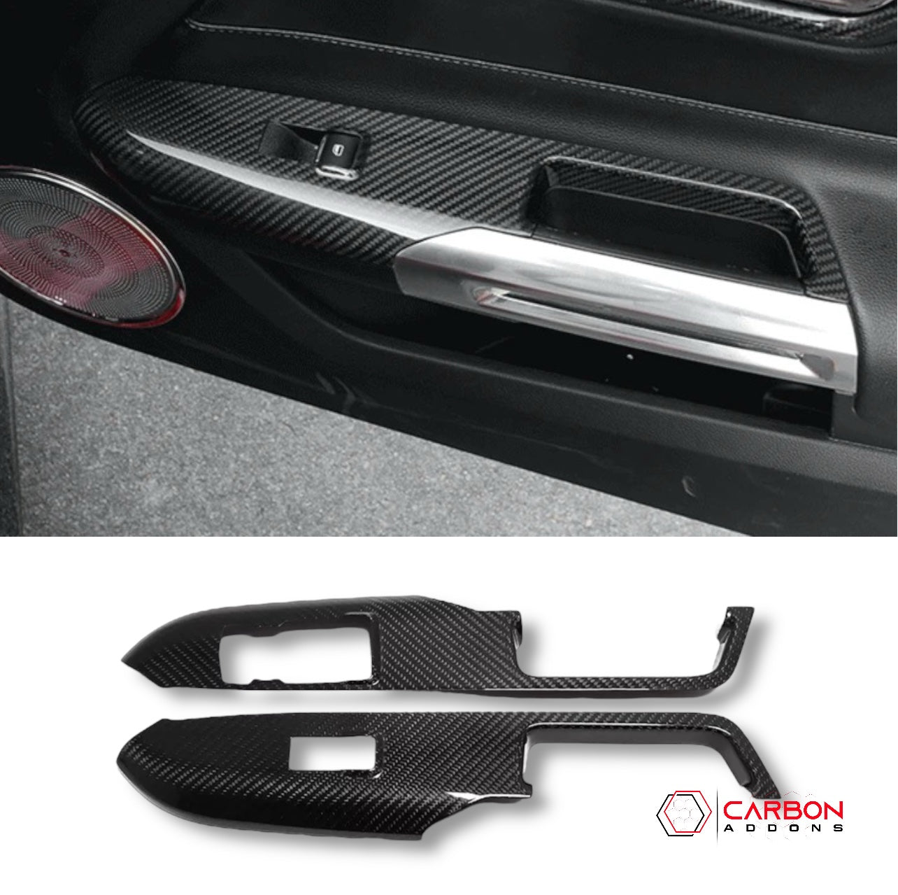 Mustang 2015-2023 Hard Carbon Fiber Door Window Switch Panel Trim Covers