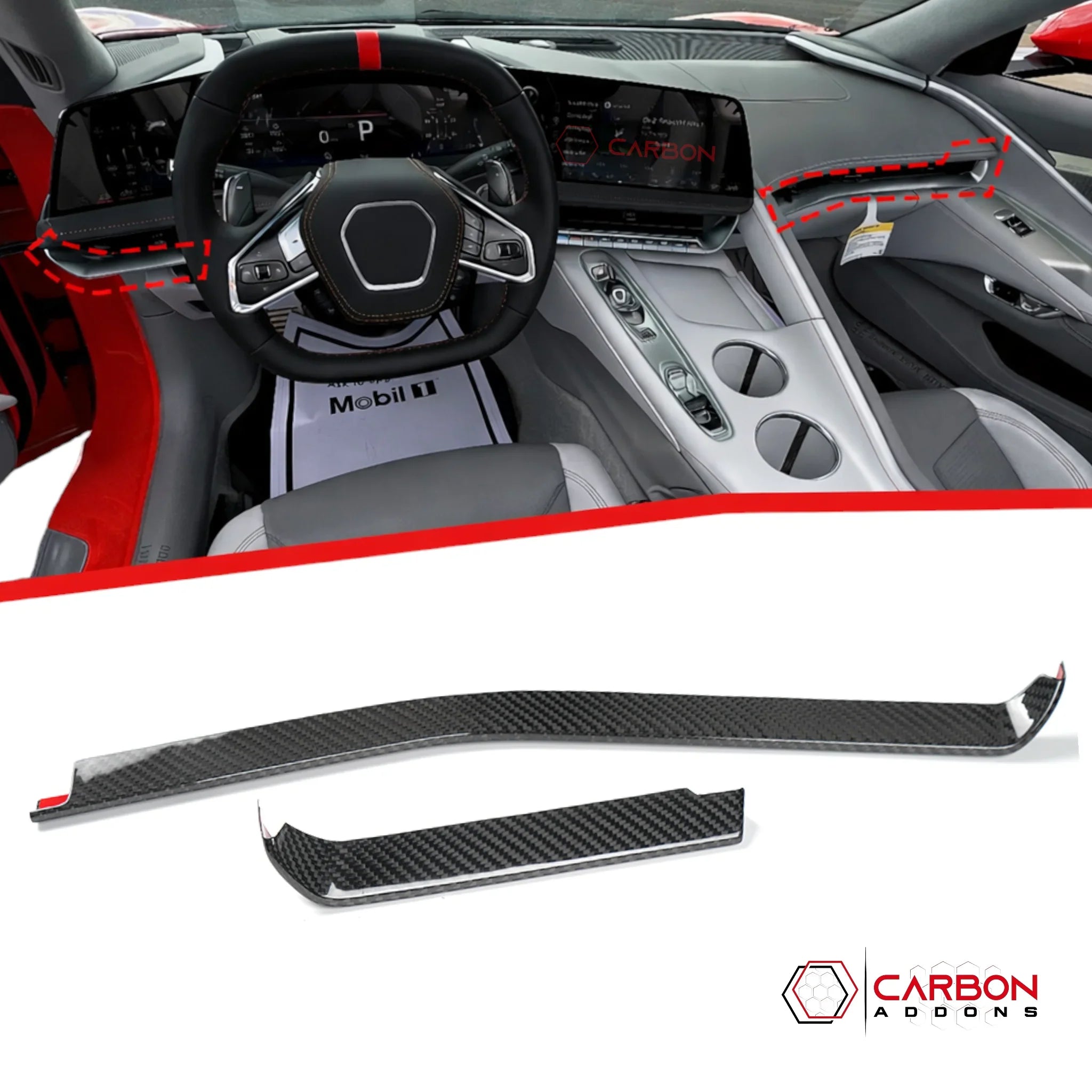 2026+ C8 Corvette Carbon Fiber Dash Trim Cover | Chrome Delete