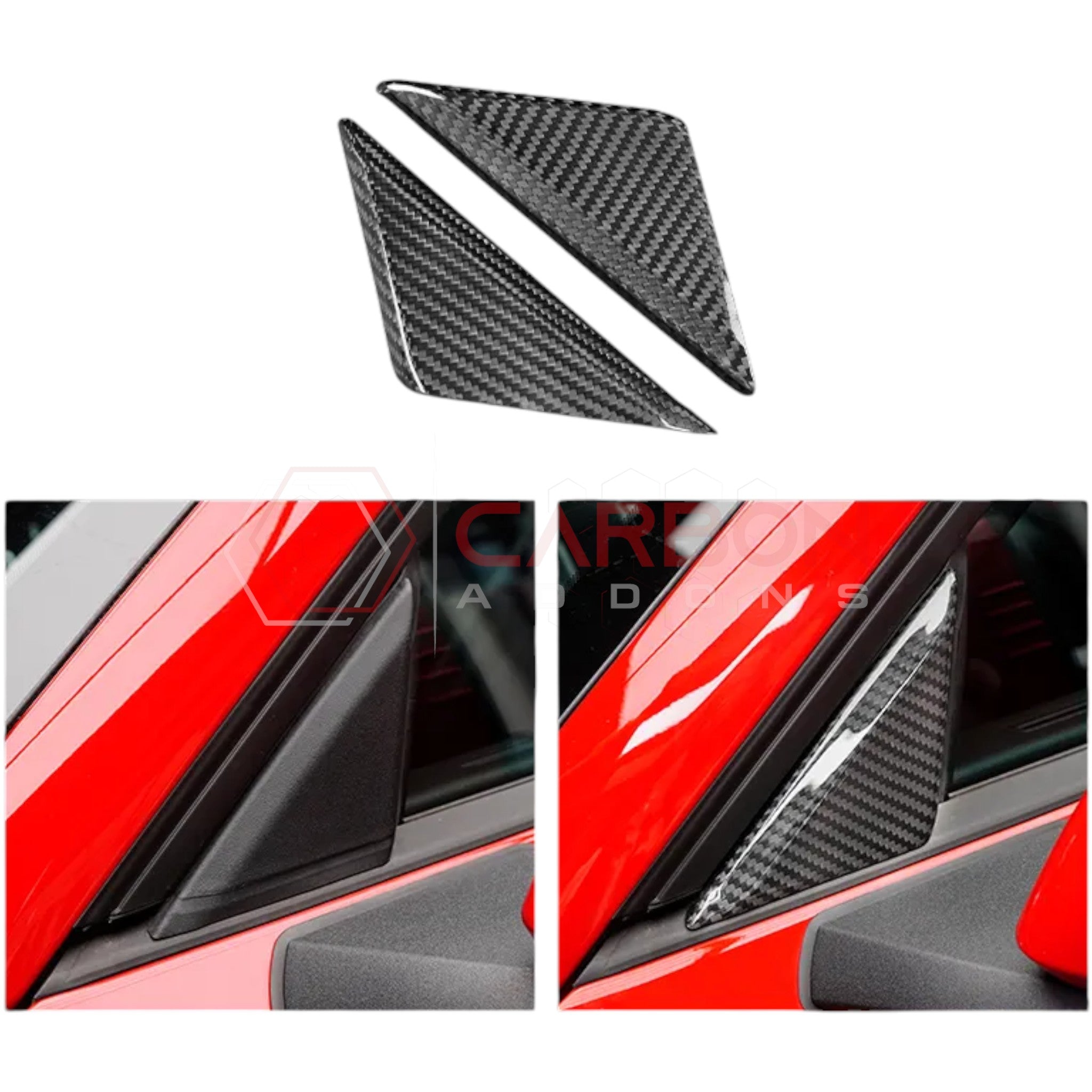 2024+ S650 Ford Mustang Real Carbon Fiber A-Pillar Exterior Trim Cover