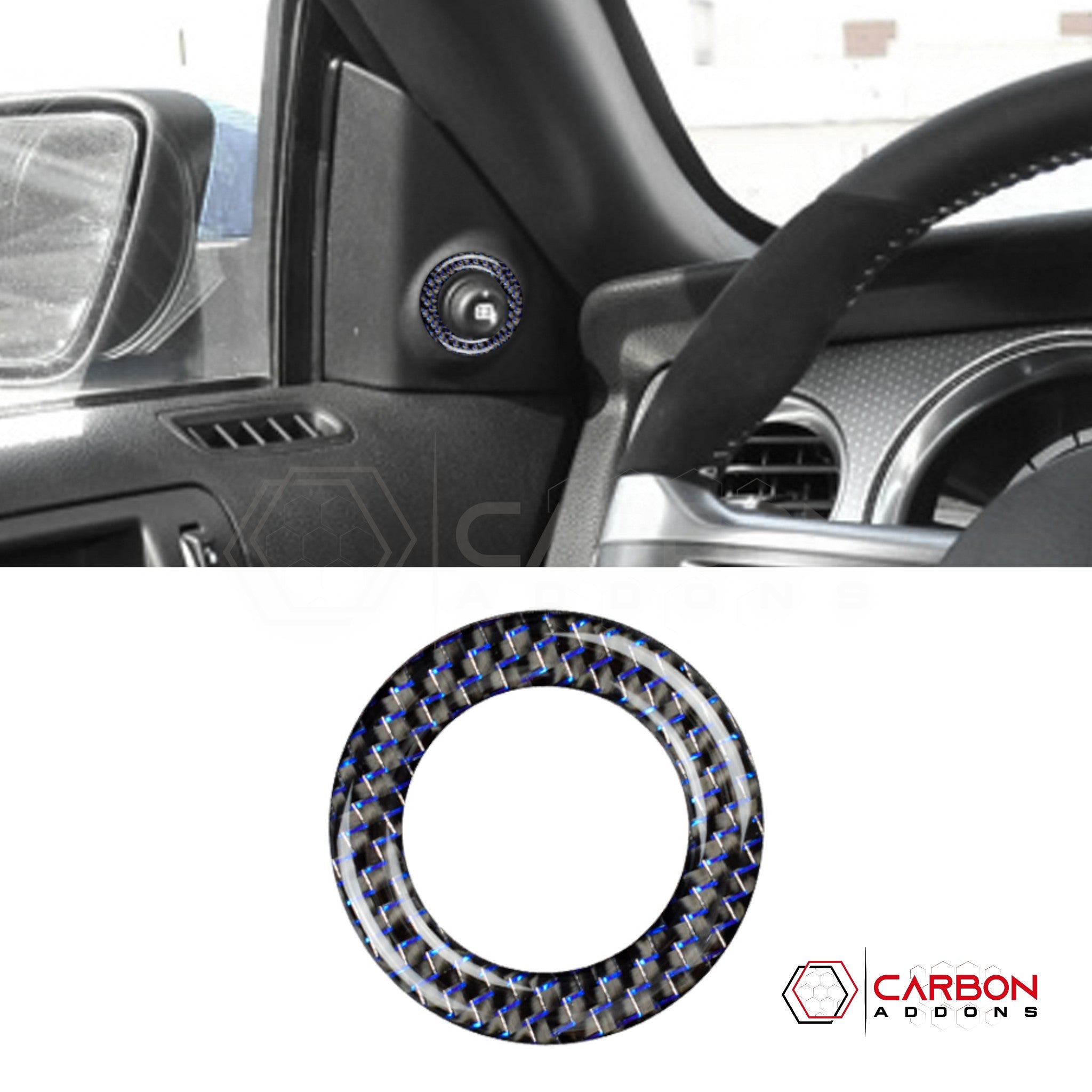 Mustang 2010-2014 Reflective Carbon Fiber Mirror Adjuster Trim Overlay