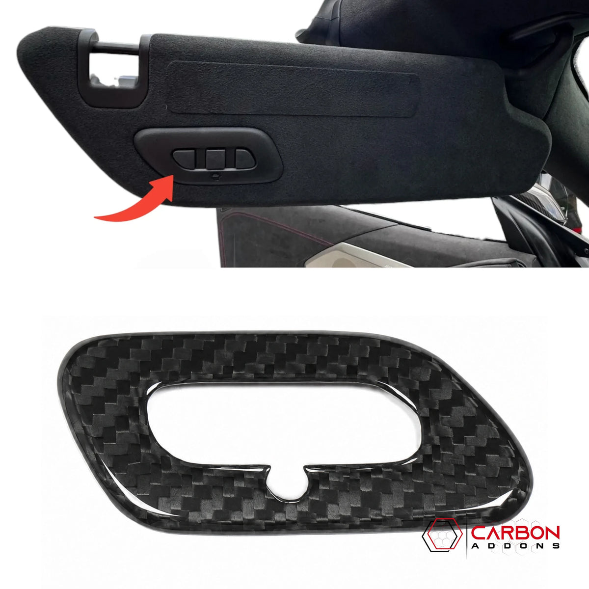 C7/C8 Corvette Real Carbon Fiber Sun Visor Garage Door Opener Trim Cover | 2014-2027