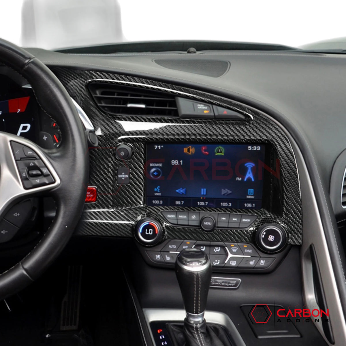 C7 Corvette 2014-2019 Carbon Fiber Multimedia Dash Trim Cover