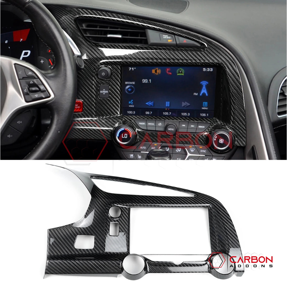 C7 Corvette 2014-2019 Carbon Fiber Multimedia Dash Trim Cover